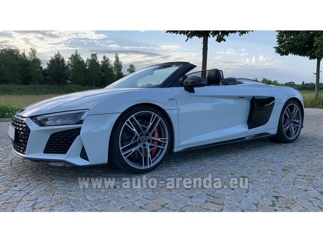 Rental Audi R8 Spyder V10 Performance (620 hp) in Luxembourg Findel Airport