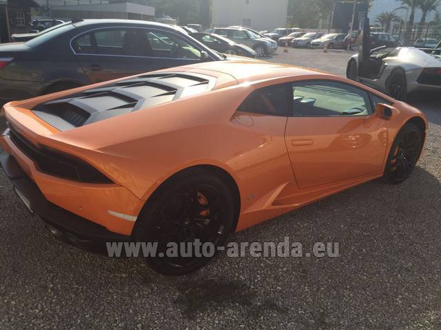 Rental Lamborghini Huracan LP 610-4 Orange in Luxembourg Findel Airport